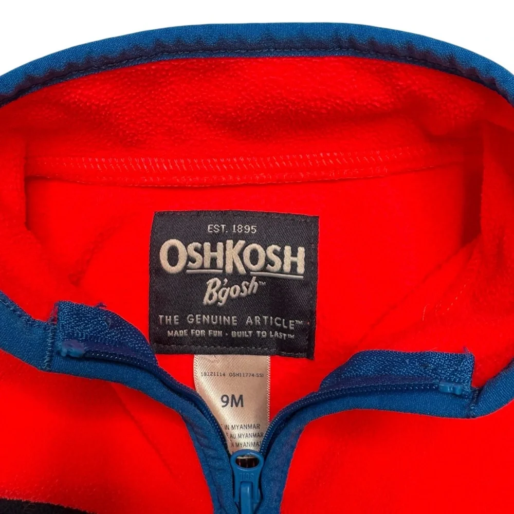 Oshkosh Bgosh Baby Fleece Half-Zip Pullover‎ Red & Navy Size 9M
